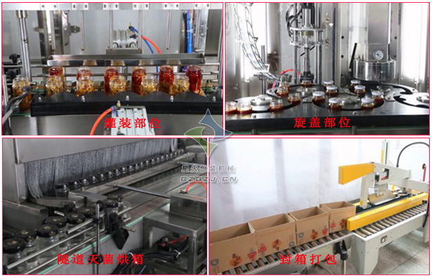 全自动颗粒辣椒酱灌装生产线,香辣酱自动灌装流水线